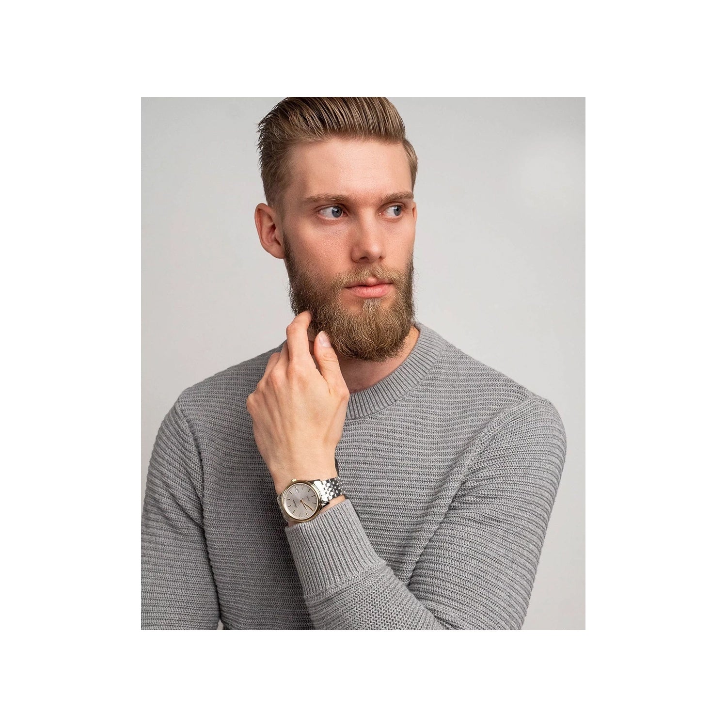 Men Quartz Silver Dial Analog Stainless Steel Watch A1024.2113Q