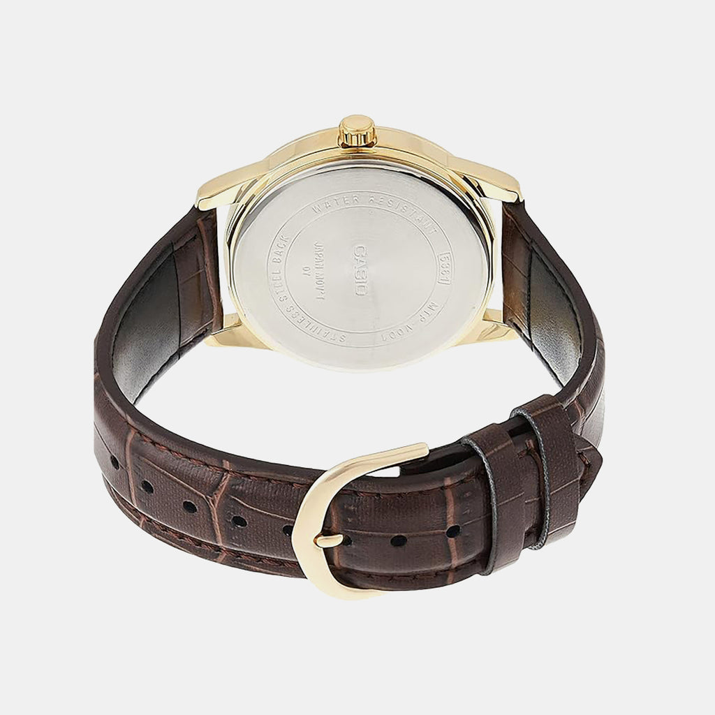 Enticer Men Quartz Gold Dial Analog Leather Watch A1086