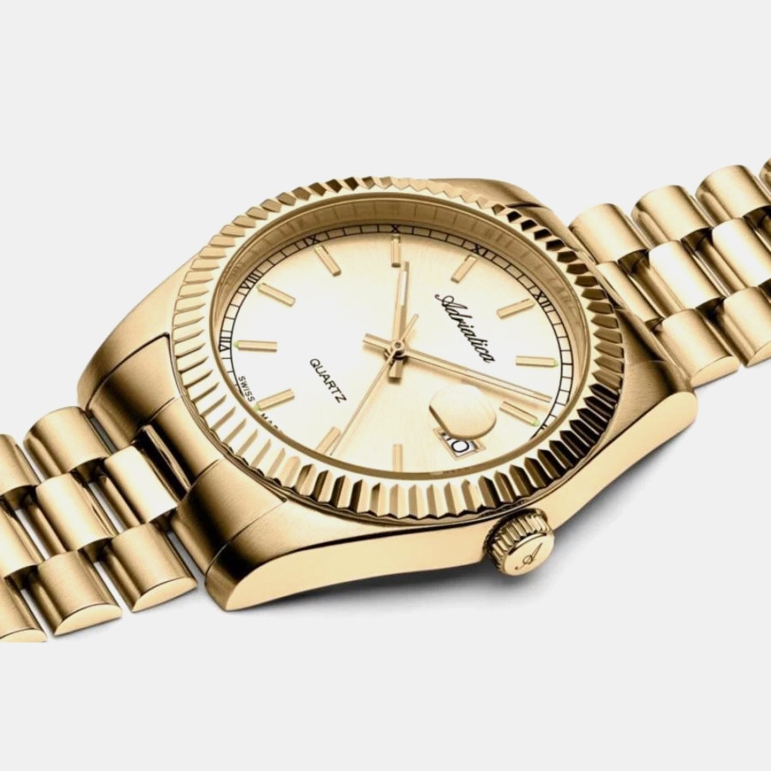 Men Quartz Champagne Dial Analog Stainless Steel Watch A1090.1111Q