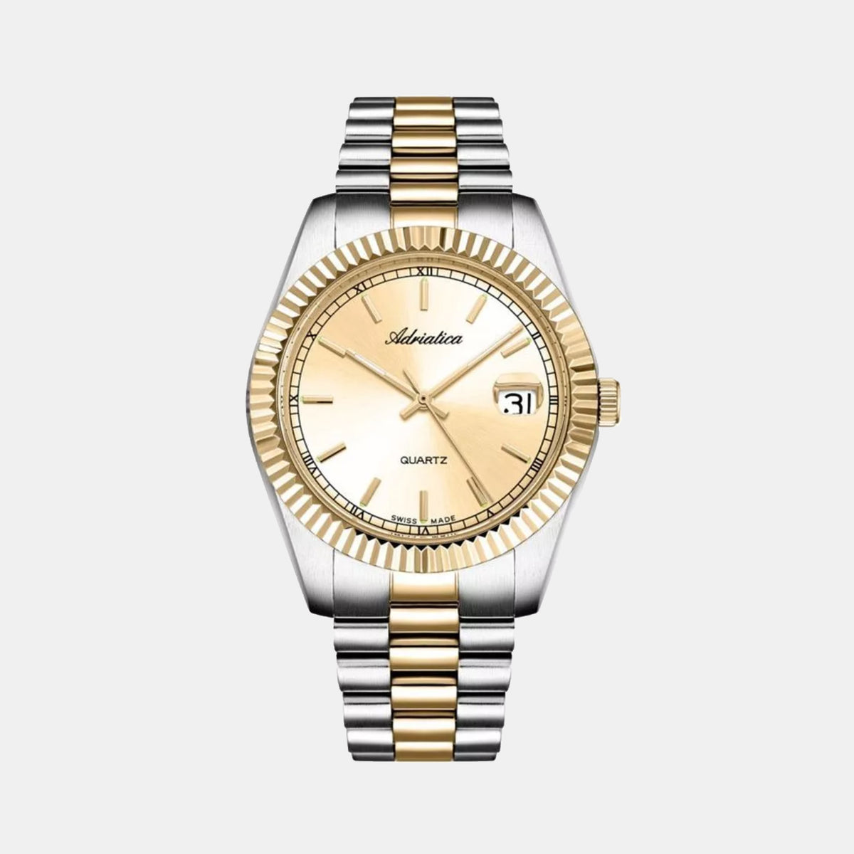 Pairs Men Quartz Champagne Dial Analog Stainless Steel Watch A1090.2111Q