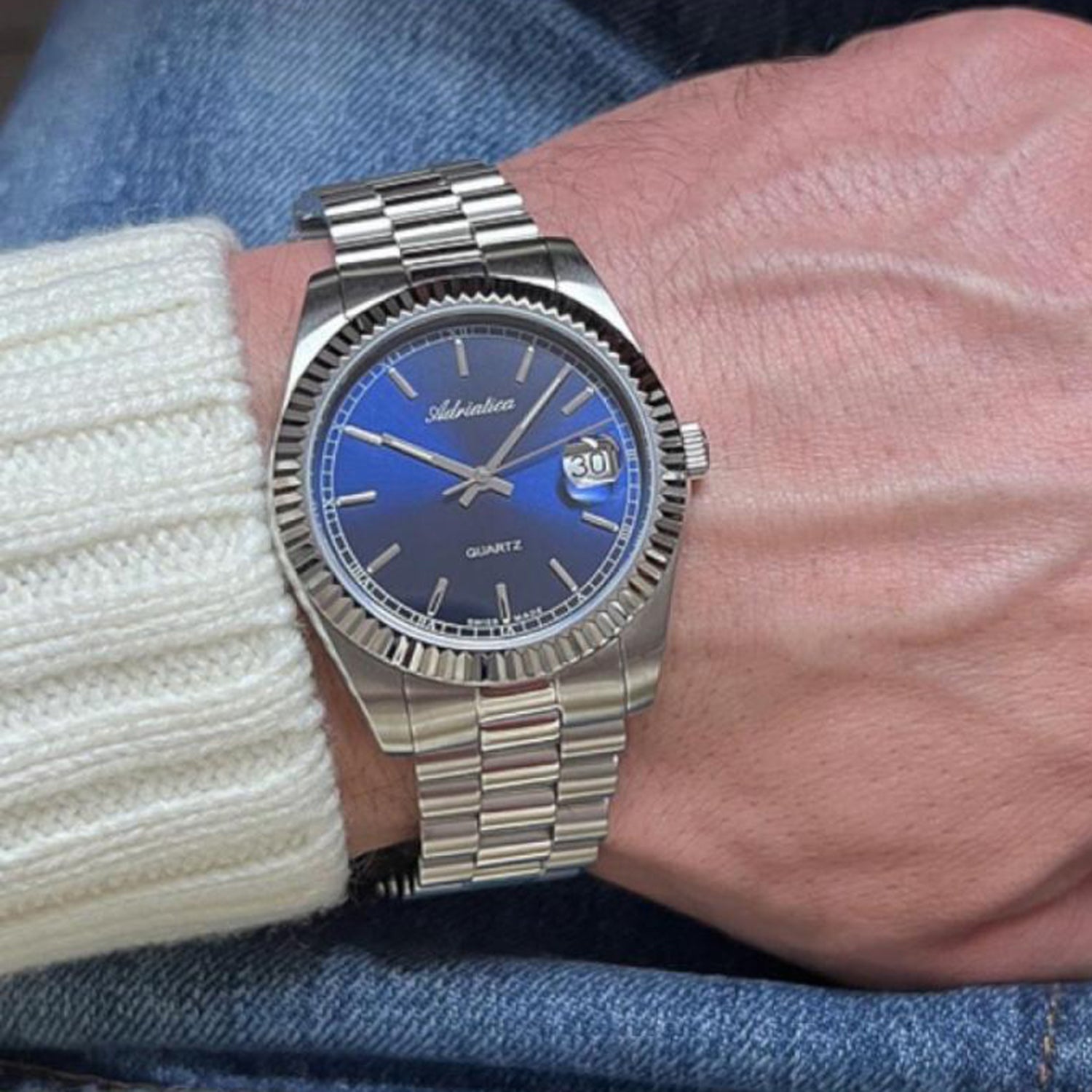 Premiere Men Quartz Blue Dial Analog Stainless Steel Watch A1090.5115Q