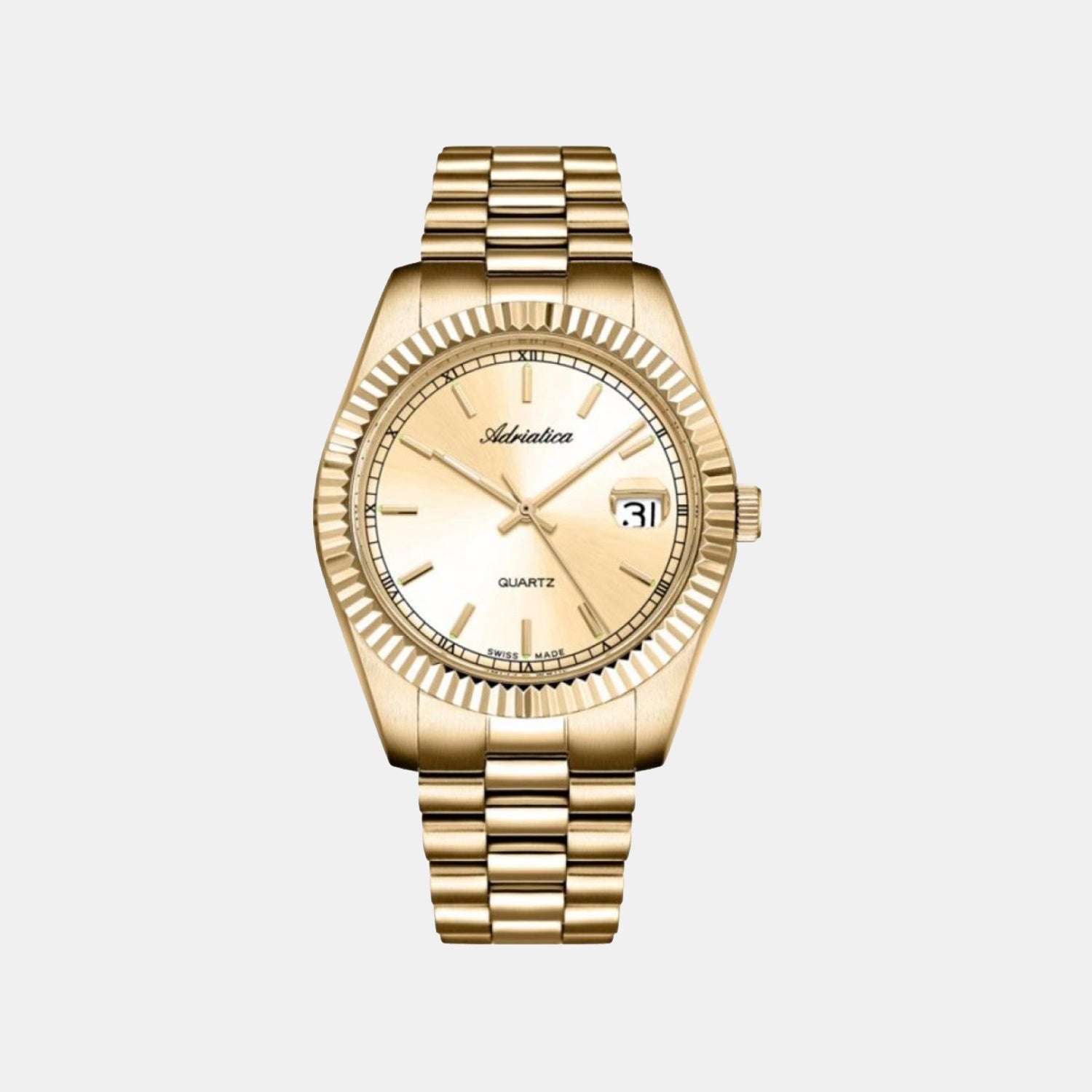 Men Quartz Champagne Dial Analog Stainless Steel Watch A1090.1111Q