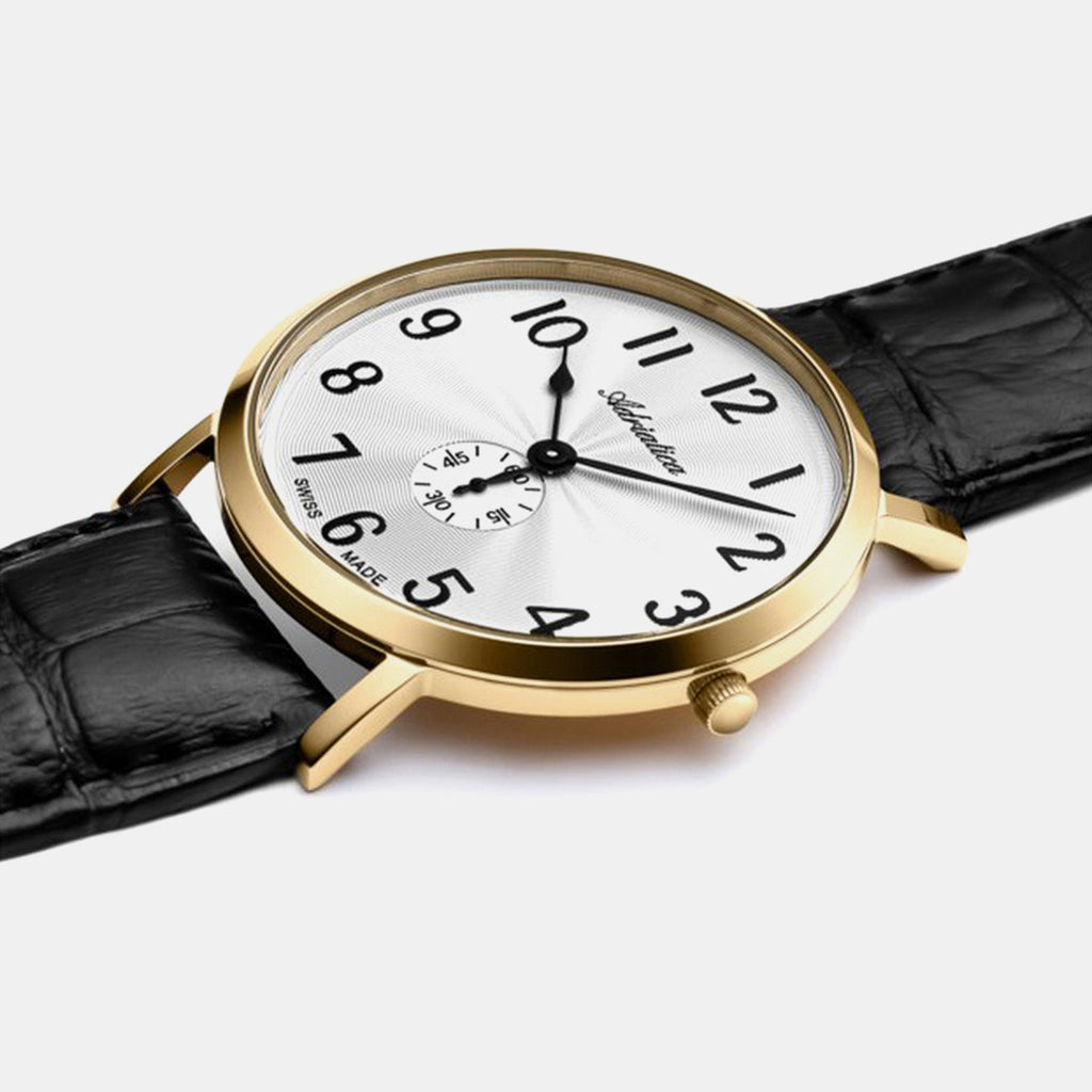 Vintage Men Quartz Silver Dial Analog Leather Watch A1113.1223Q
