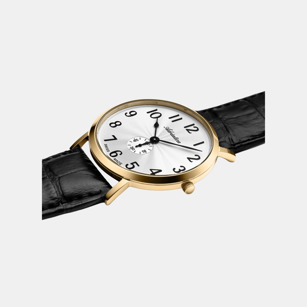 Vintage Men Quartz Silver Dial Analog Leather Watch A1113.1223Q