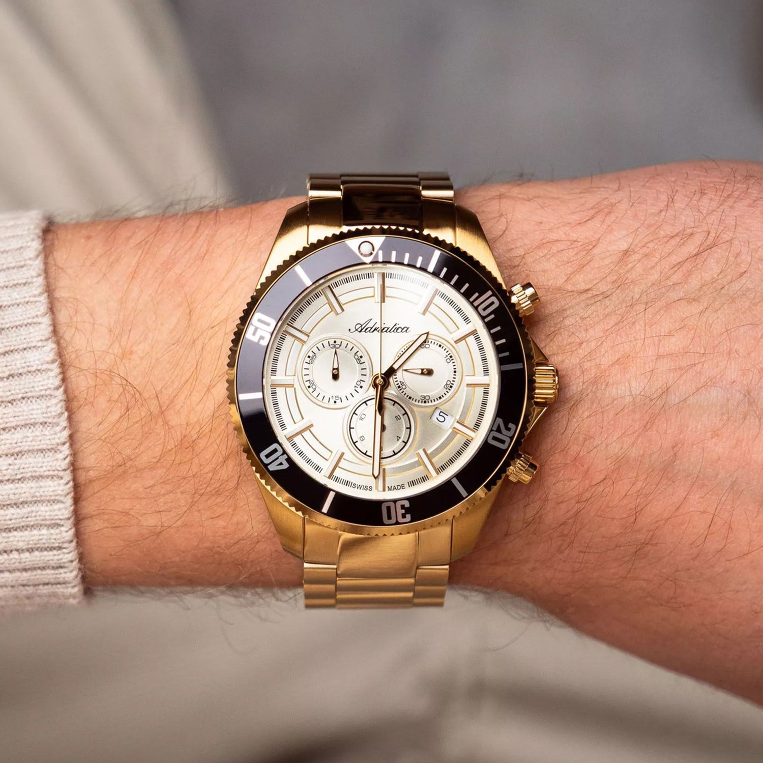Men Quartz Champagne Dial Chronograph Stainless Steel Watch A1139.1111CHN