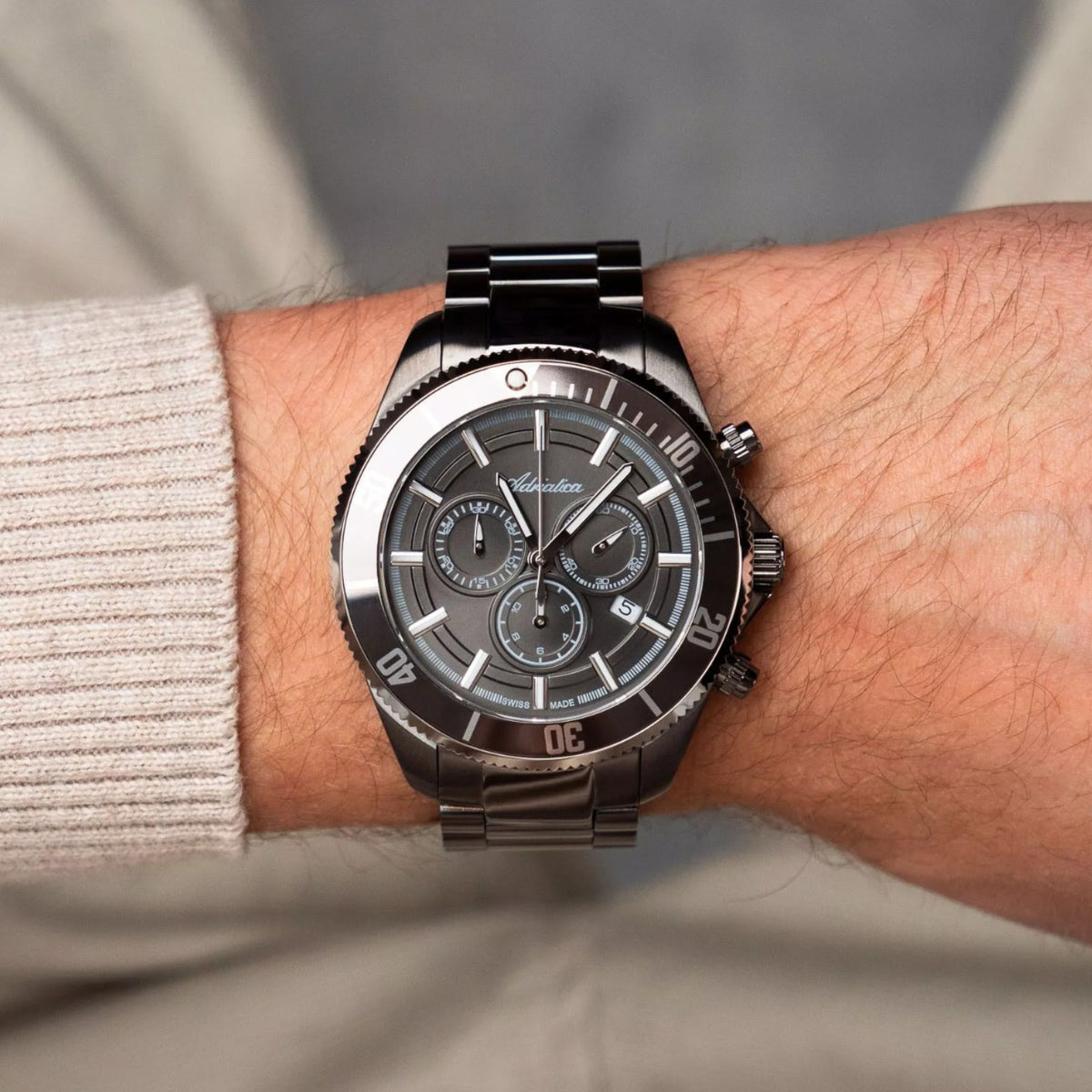 Adriatica Men Chronograph Grey Dial Analog Stainless Steel Watch A1139.B116CHN-4