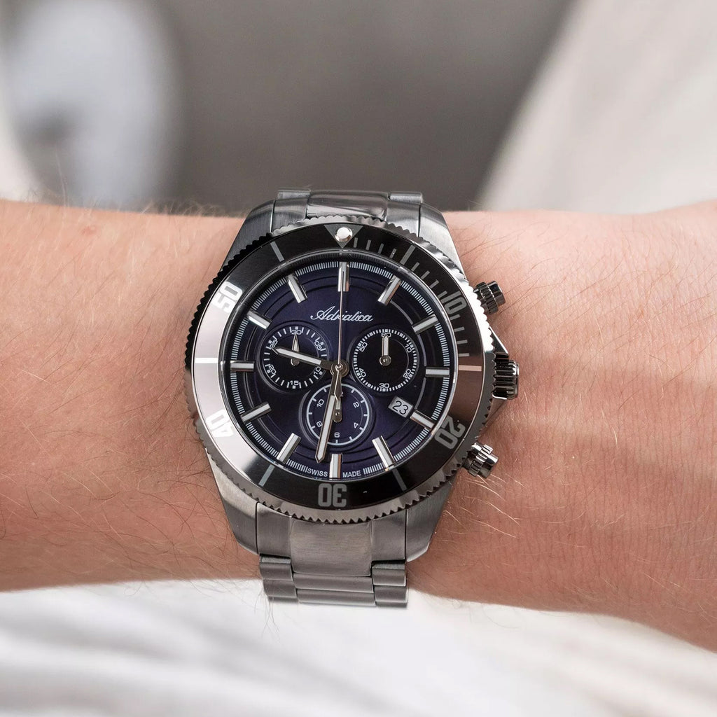 Men Quartz Blue Dial Chronograph Stainless Steel Watch A1139.S115CHN
