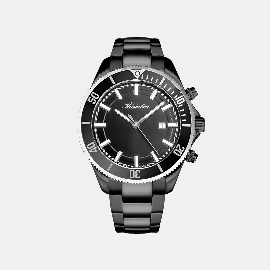 Premiere Men Quartz Black Dial Analog Stainless Steel Watch A1139.S1R6Q