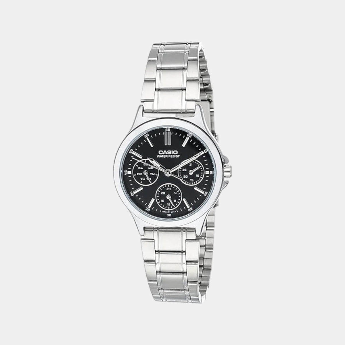 Enticer Women Quartz Black Dial Multi-Function Stainless Steel Watch A1146