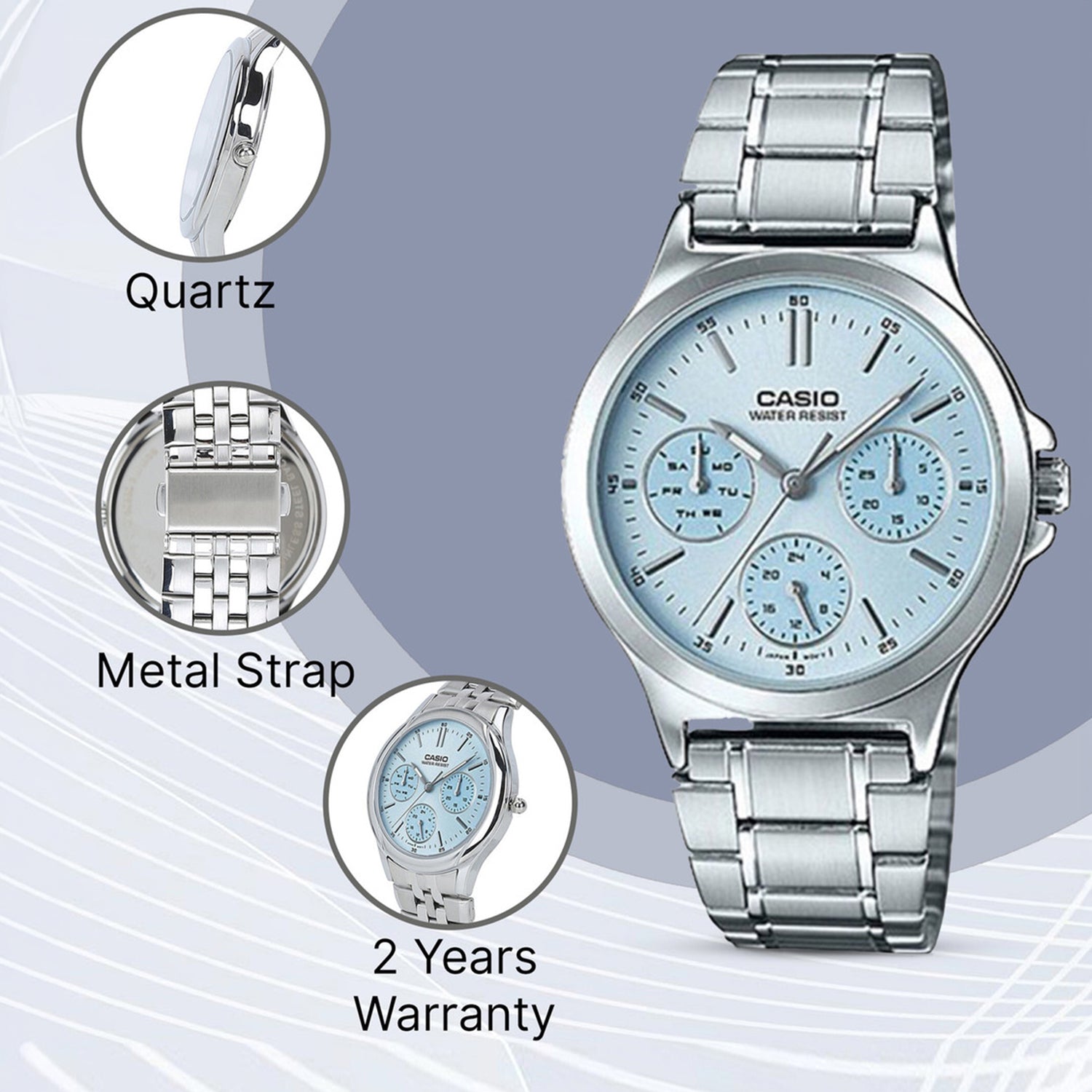 Enticer Women Quartz Blue Dial Analog Stainless Steel Watch A1147