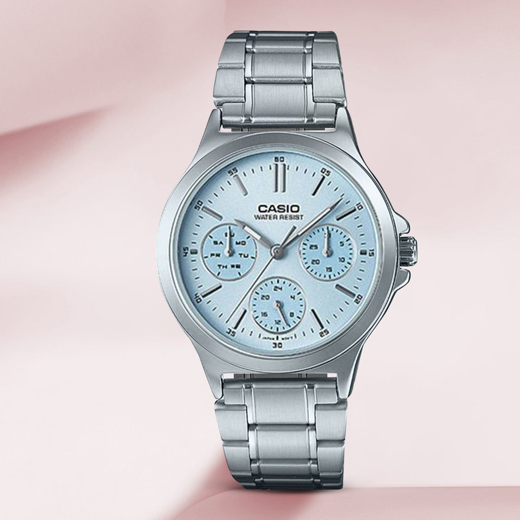 Enticer Women Quartz Blue Dial Analog Stainless Steel Watch A1147