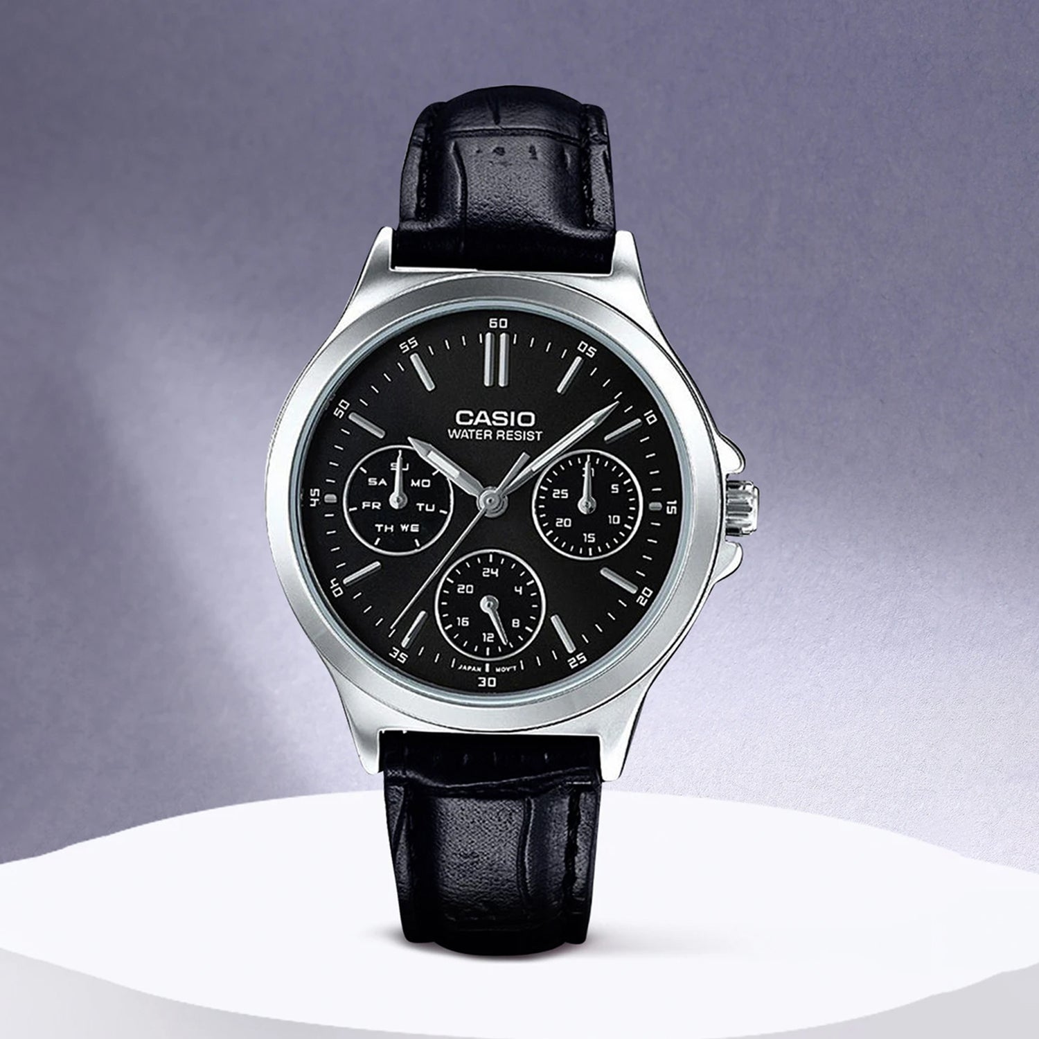 Enticer Women Quartz Black Dial Chronograph Leather Watch A1149