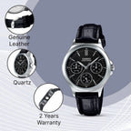 Enticer Women Quartz Black Dial Chronograph Leather Watch A1149