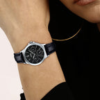 Enticer Women Quartz Black Dial Chronograph Leather Watch A1149