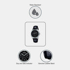 Enticer Women Quartz Black Dial Chronograph Leather Watch A1149