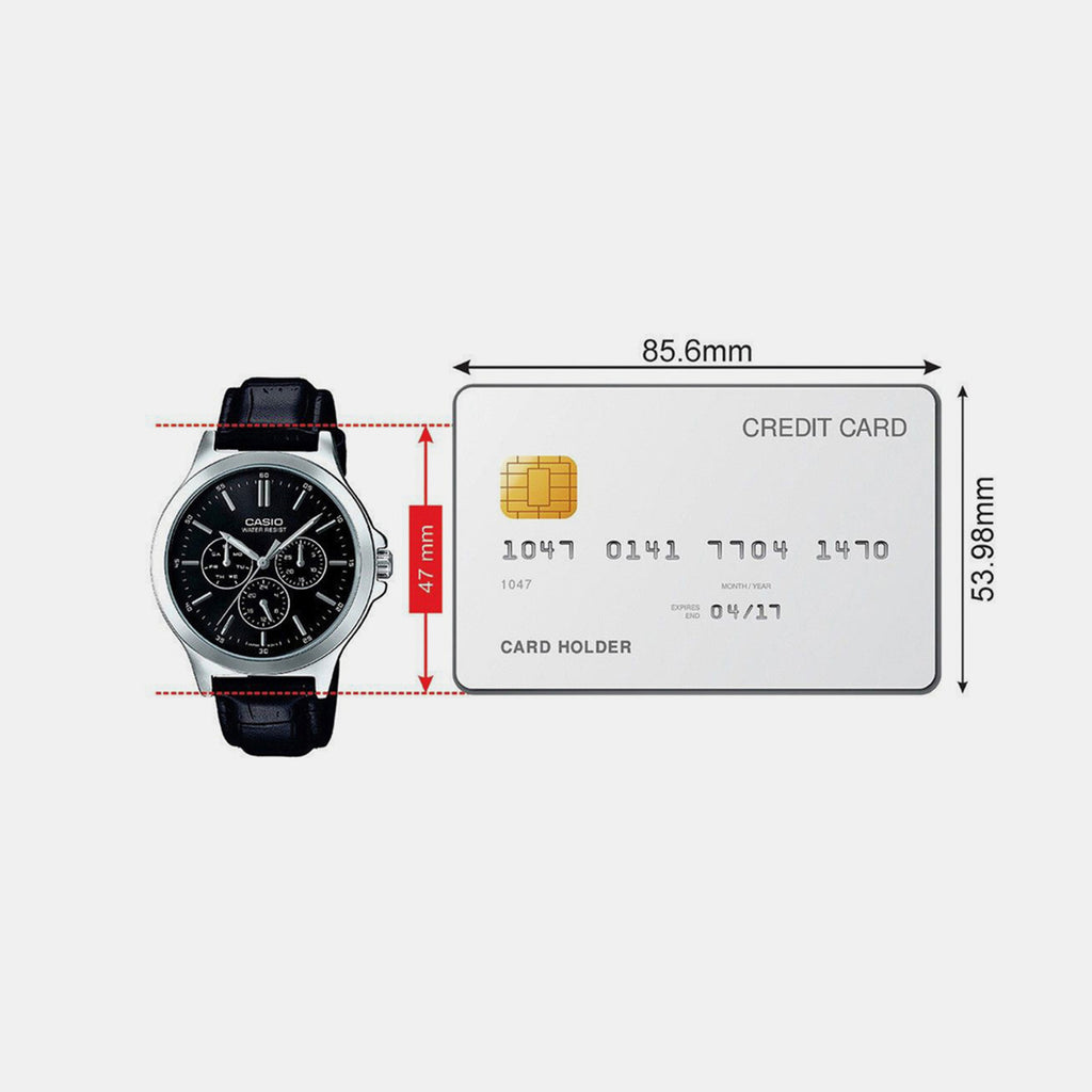 Enticer Men Quartz Black Dial Multi-Function Leather Watch A1176