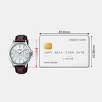 Enticer Men Quartz White Dial Multi-Function Leather Watch A1177