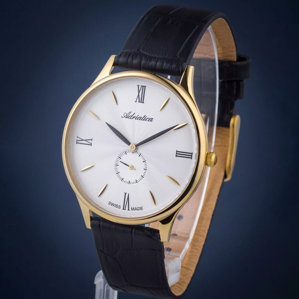 Pairs Men Quartz Silver Dial Analog Leather Watch A1230.1263QXL