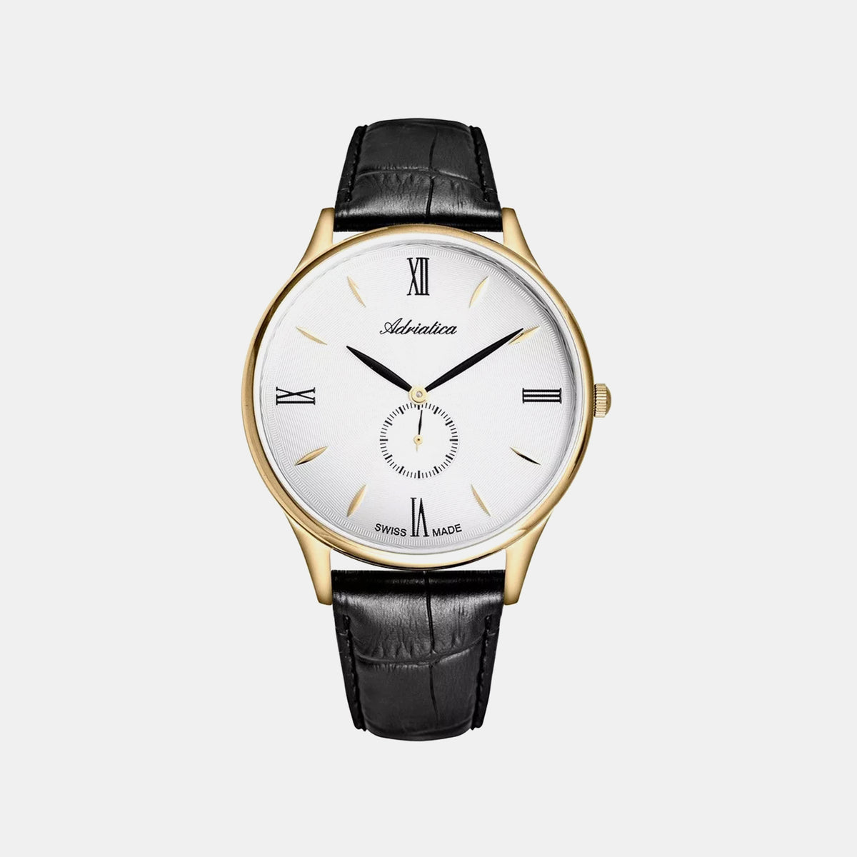Pairs Men Quartz Silver Dial Analog Leather Watch A1230.1263QXL