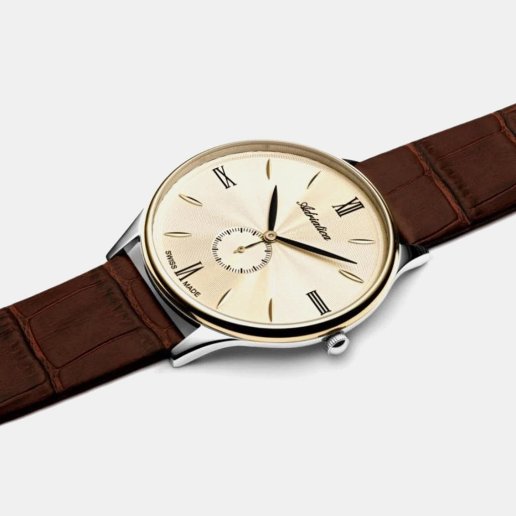Pairs Men Quartz Champagne Dial Analog Leather Watch A1230.2261QXL