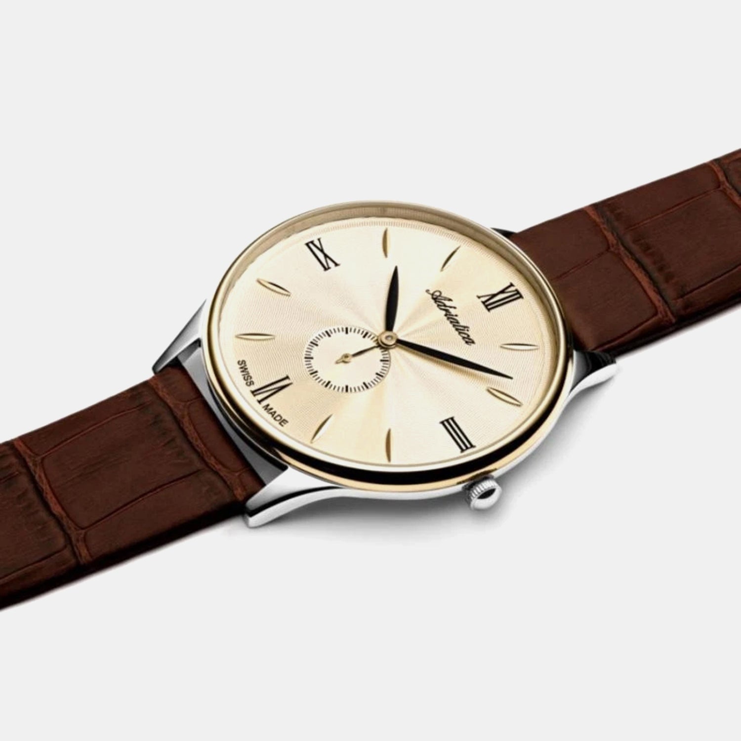 Pairs Men Quartz Champagne Dial Analog Leather Watch A1230.2261QXL