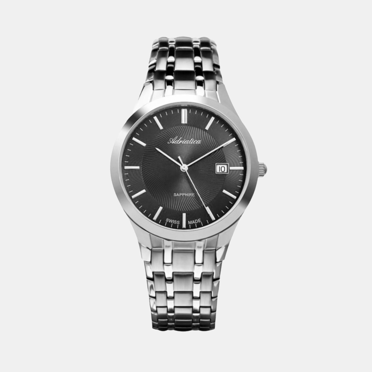 Pairs Men Quartz Black Dial Analog Stainless Steel Watch A1236.5114Q