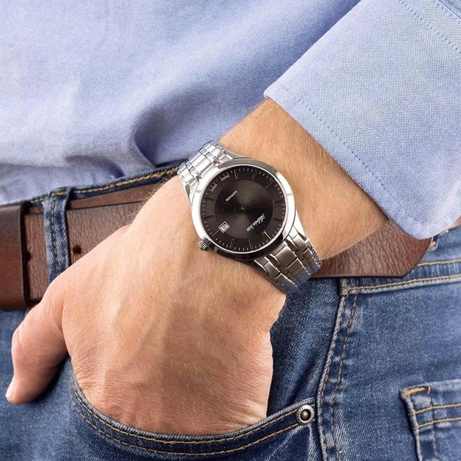 Men Quartz Grey Dial Analog Stainless Steel Watch A1236.5116Q