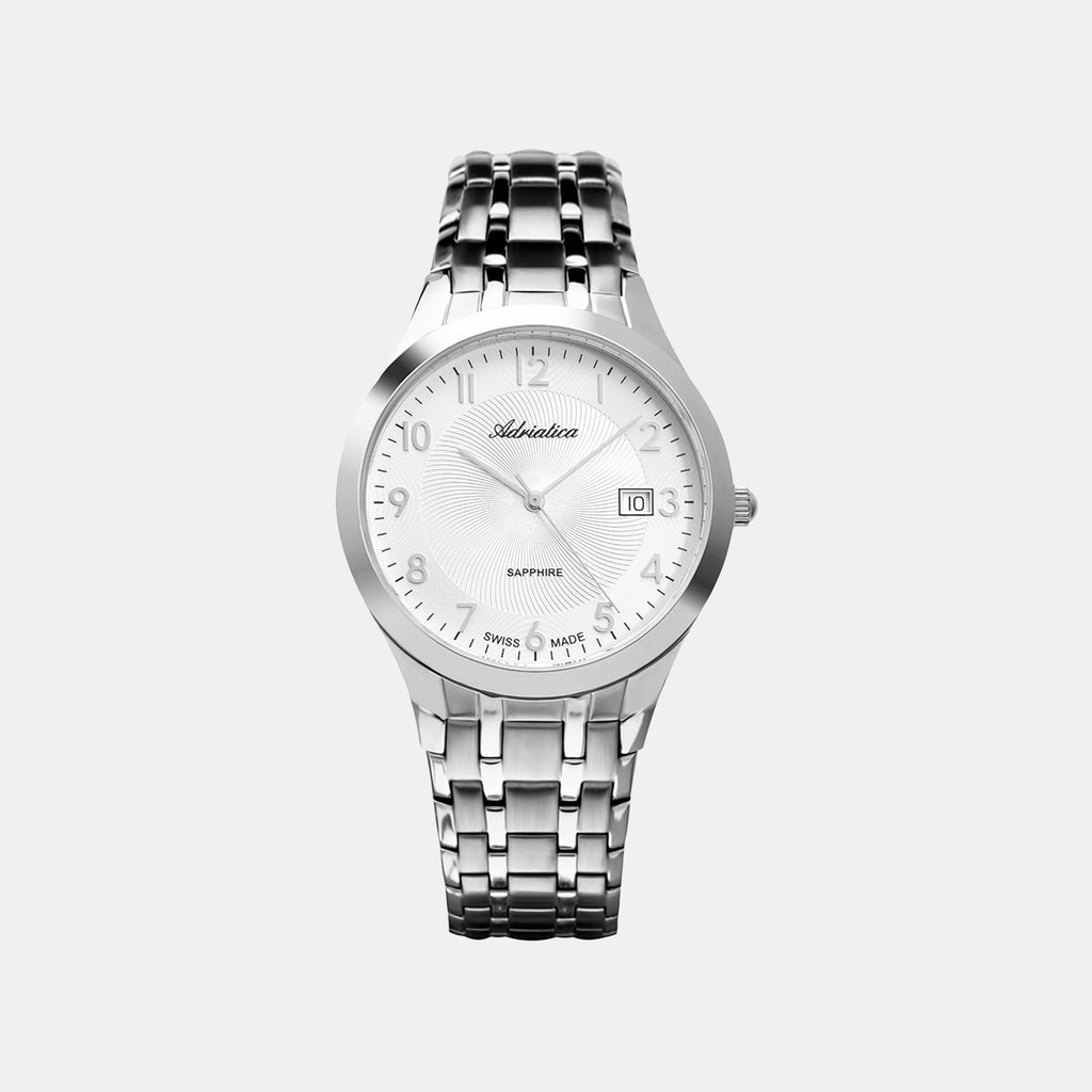 Men Quartz Silver Dial Analog Stainless Steel Watch A1236.5123Q