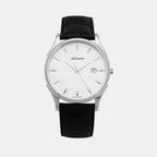 Men Quartz White Dial Analog Leather Watch A1246.5213Q