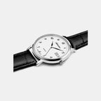 Pairs Men Quartz Silver Dial Analog Leather Watch A1277.5223Q