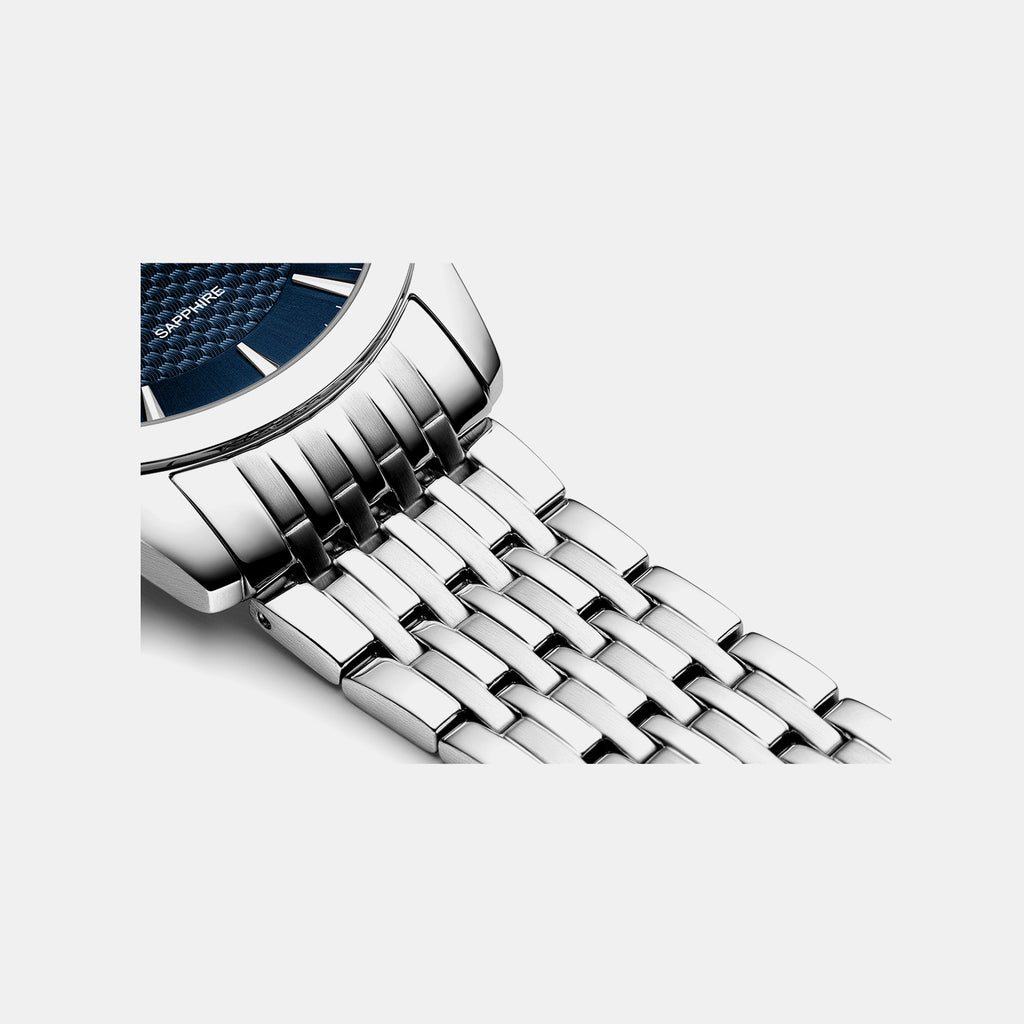 Pairs Men Quartz Blue Dial Analog Stainless Steel Watch A1288.5115Q