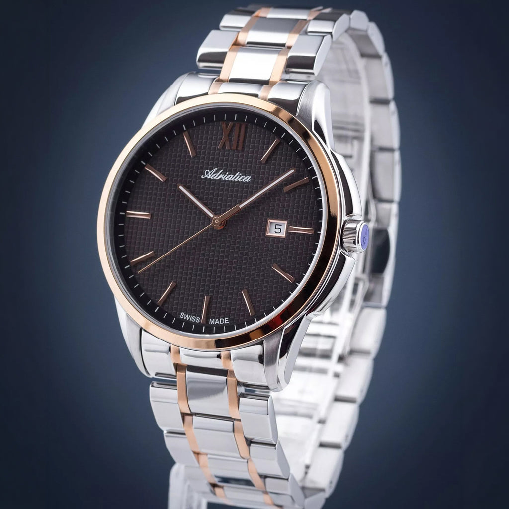 Pairs Men Quartz Grey Dial Analog Stainless Steel Watch A1290.R166Q