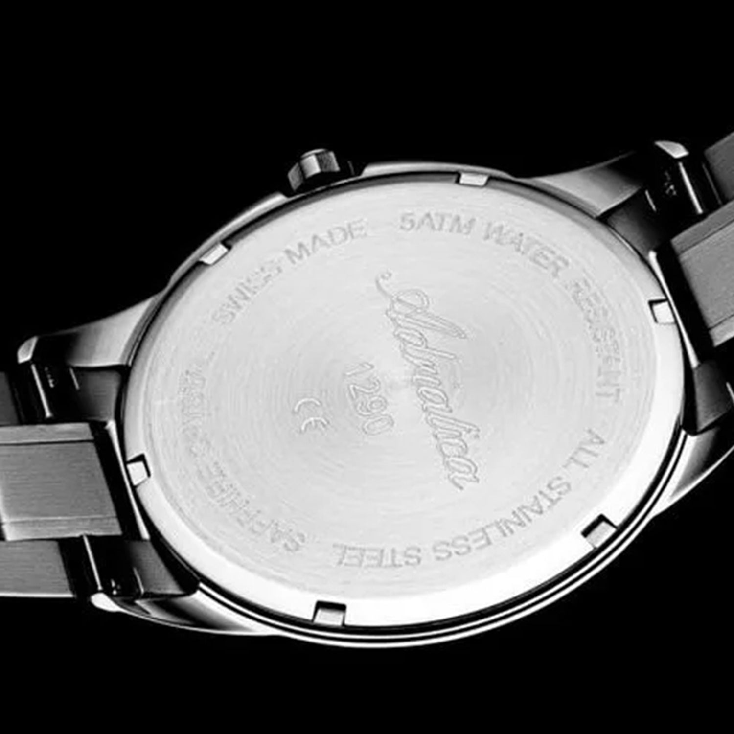 Pairs Men Quartz Black Dial Analog Stainless Steel Watch A1290.S1R6Q