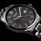 Pairs Men Quartz Black Dial Analog Stainless Steel Watch A1290.S1R6Q