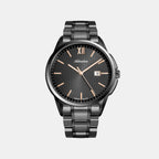 Pairs Men Quartz Black Dial Analog Stainless Steel Watch A1290.S1R6Q