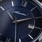 Pairs Men Quartz Blue Dial Analog Leather Watch A1294.5265Q
