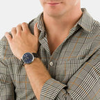Pairs Men Quartz Blue Dial Analog Leather Watch A1294.5265Q