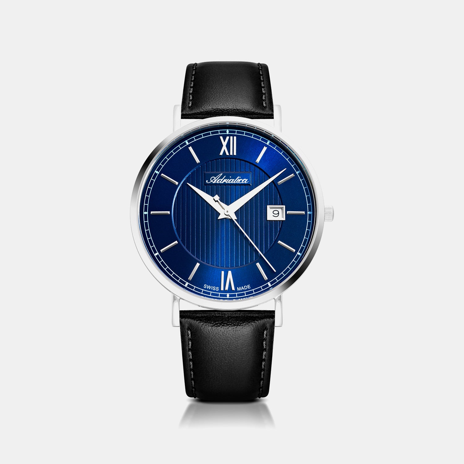 Pairs Men Quartz Blue Dial Analog Leather Watch A1294.5265Q