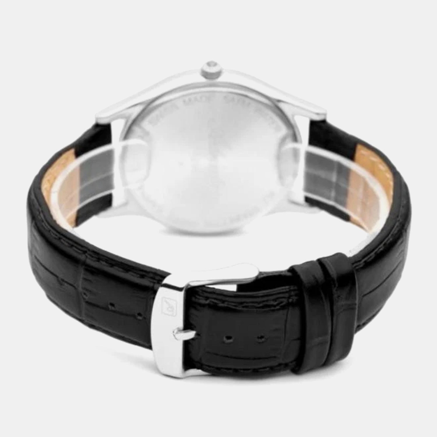 Pairs Men Quartz Silver Dial Analog Leather Watch A1296.5213Q