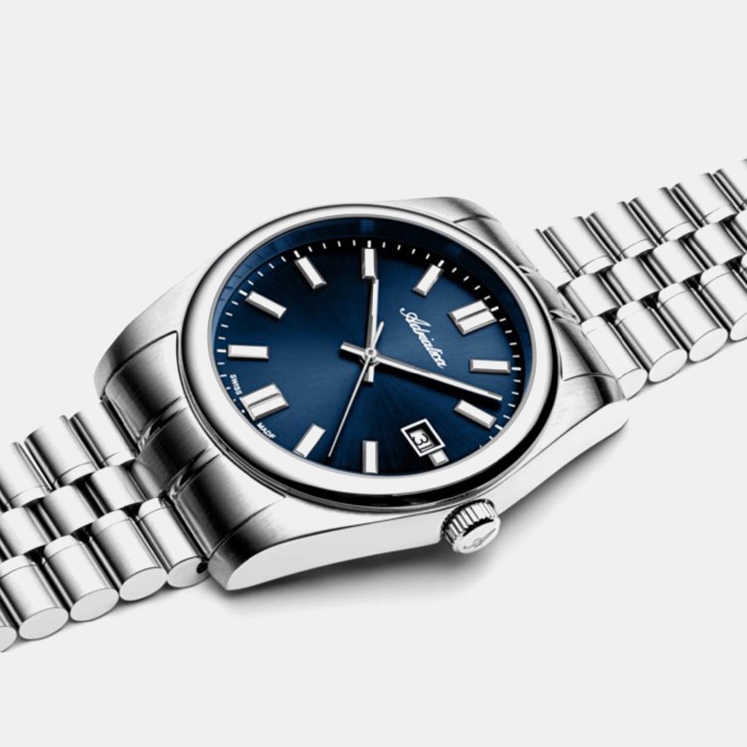 Pairs Men Quartz Blue Dial Analog Stainless Steel Watch A1298.5115Q