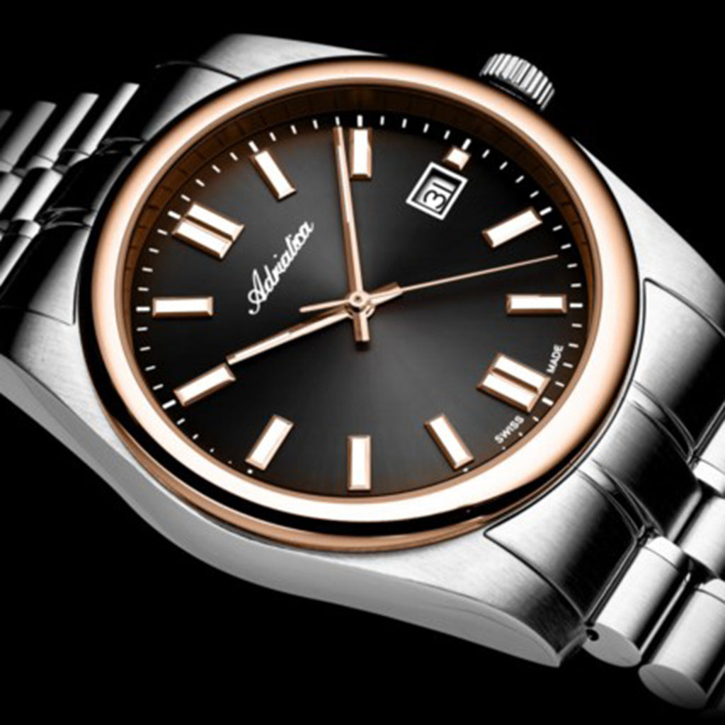 Pairs Men Quartz Grey Dial Analog Stainless Steel Watch A1298.R1R6Q