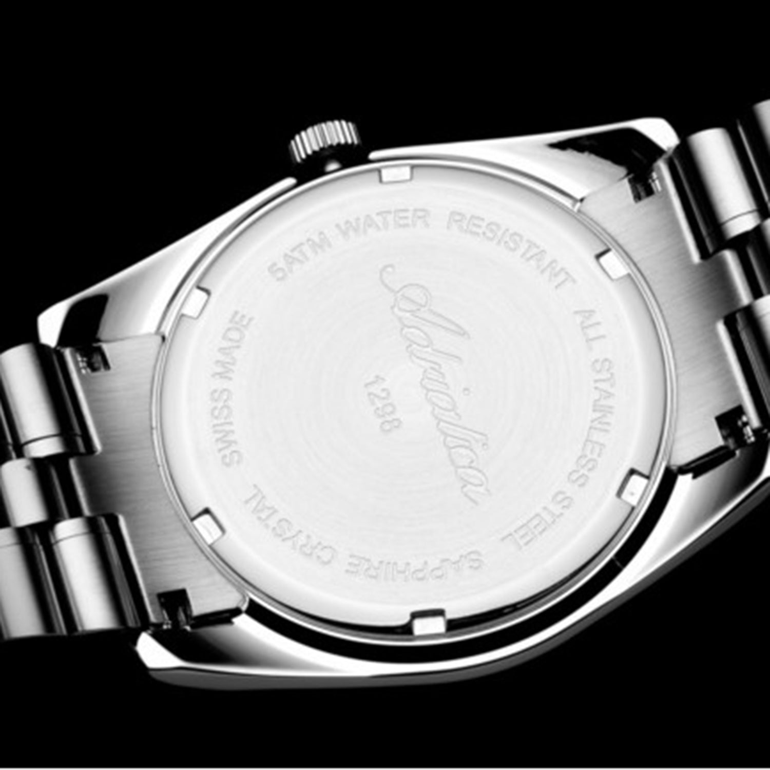 Pairs Men Quartz Grey Dial Analog Stainless Steel Watch A1298.R1R6Q