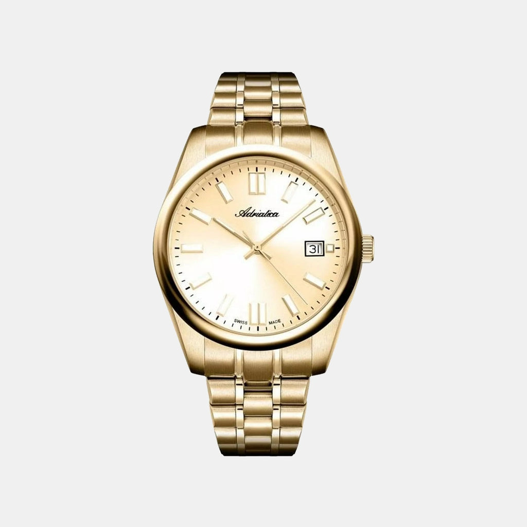Pairs Men Quartz Champagne Dial Analog Stainless Steel Watch A1298.1111Q