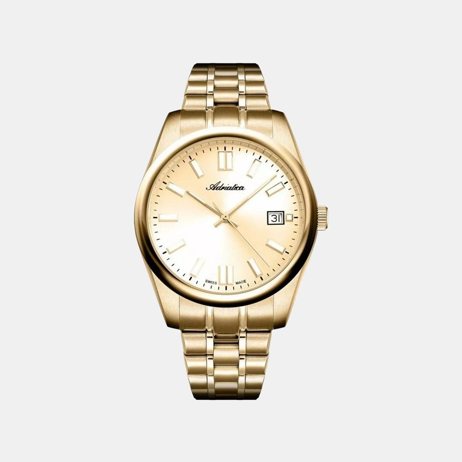 Pairs Men Quartz Champagne Dial Analog Stainless Steel Watch A1298.1111Q