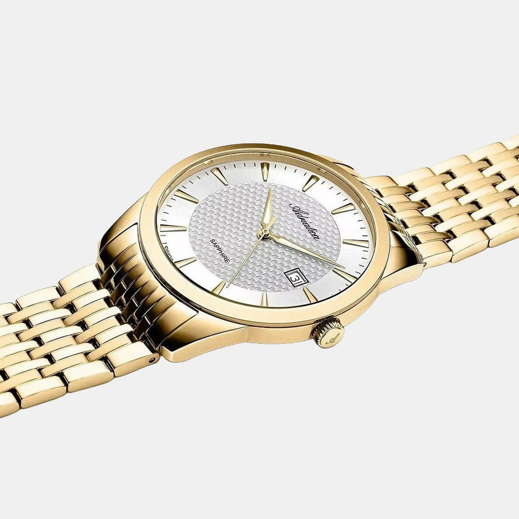 Pairs Men Quartz Silver Dial Analog Stainless Steel Watch A1298.1113Q