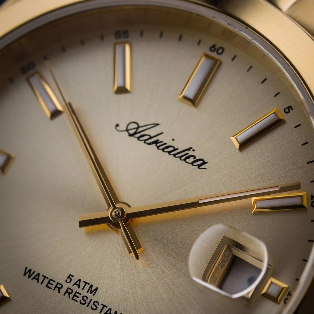 Men Quartz Gold Dial Analog Stainless Steel Watch A1299.1111Q