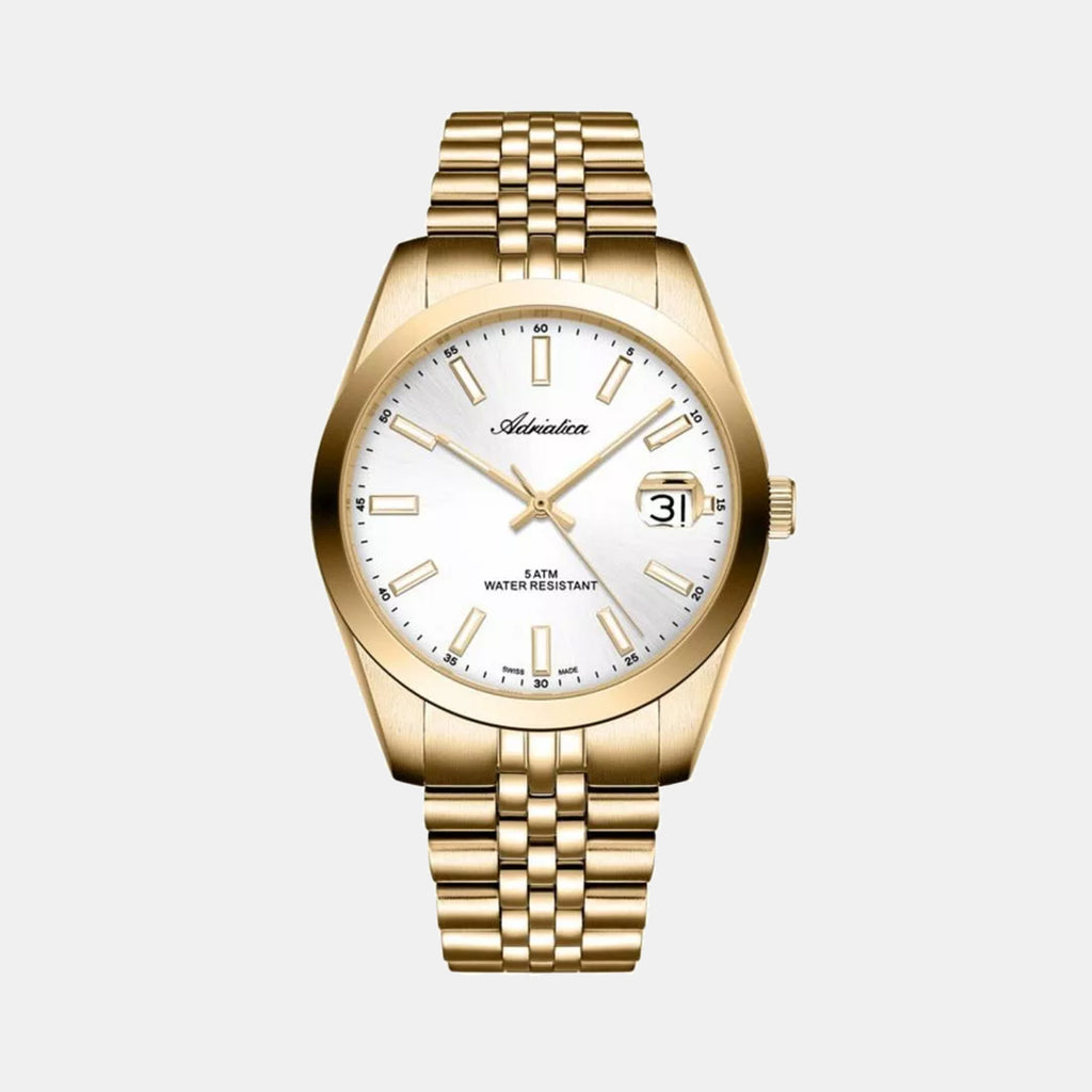 Pairs Men Quartz Silver Dial Analog Stainless Steel Watch A1299.1113Q