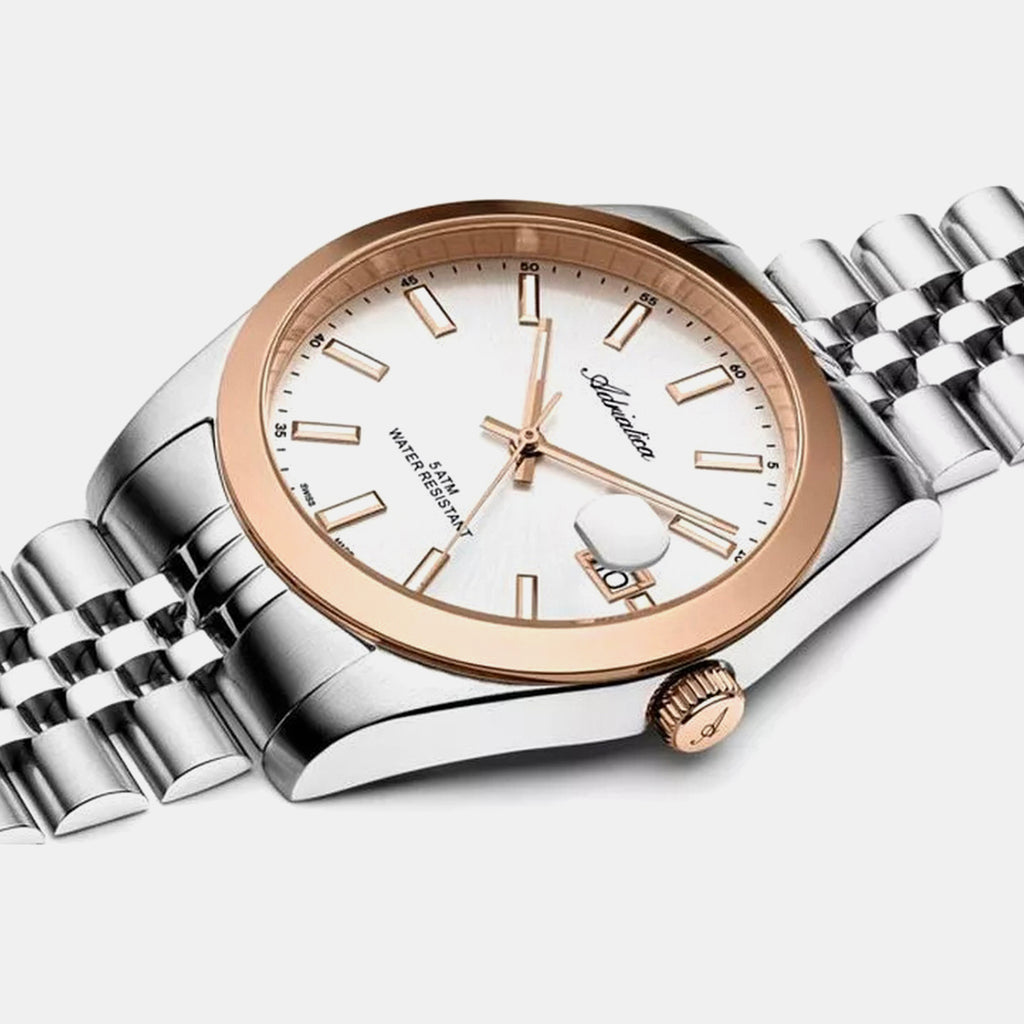 Men Quartz Silver Dial Analog Stainless Steel Watch A1299.R113Q