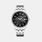 Pairs Men Quartz Black Dial Analog Stainless Steel Watch A1300.5114Q