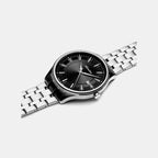 Pairs Men Quartz Black Dial Analog Stainless Steel Watch A1300.5114Q
